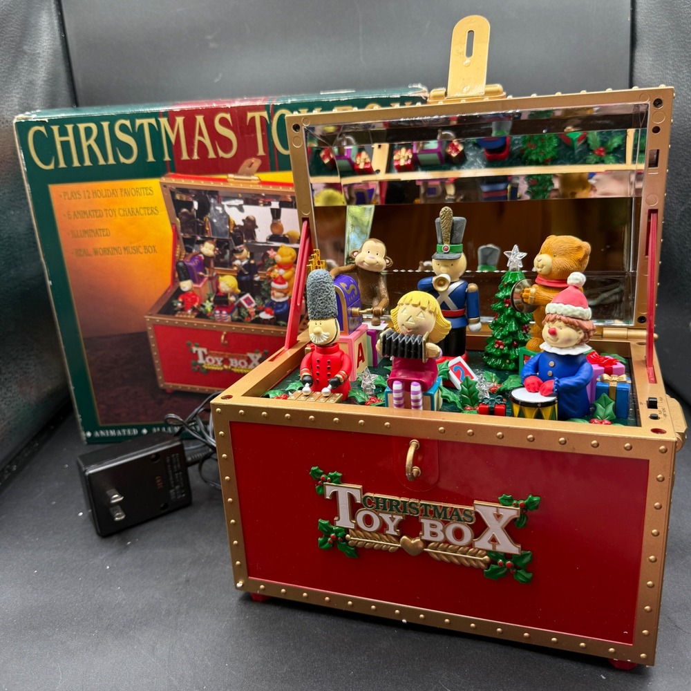 Vintage Maisto Christmas Toy Box Animated Musical Tested Box Decor Holiday